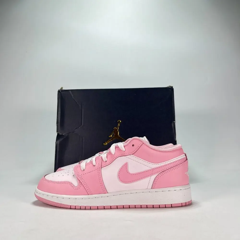 Nike Air Jordan 1 Low Medium Soft Pink White Sneakers 553560-614 Youth Size 4.5